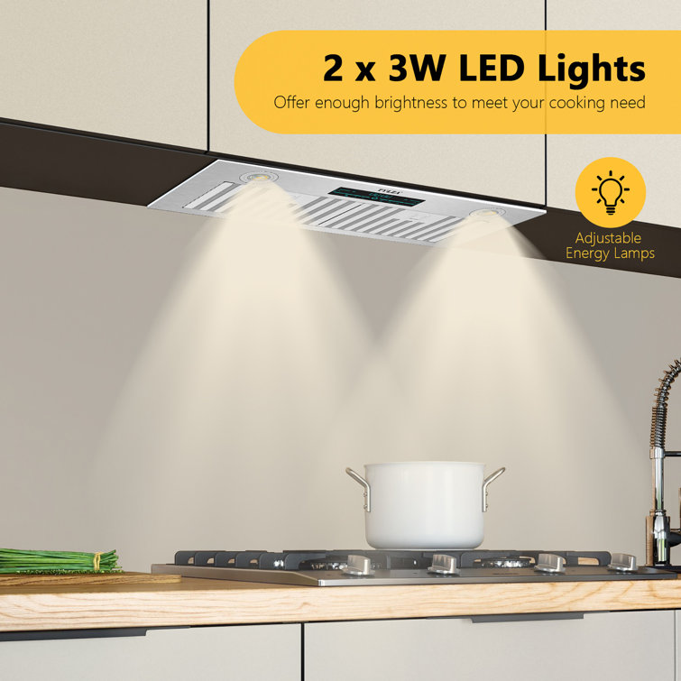 30-Inch Stainless Steel Convertible Insert Range Hood with LED Lights