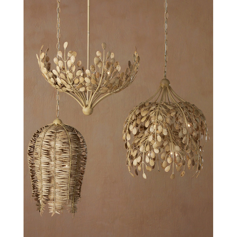 Coco Cream and Natural Coconut Shell 4-Light Chandelier