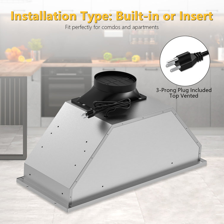 30-Inch Stainless Steel Convertible Insert Range Hood with LED Lights