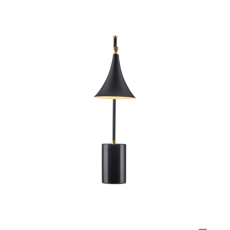 Matte Black and Brass Marble Base Table Lamp