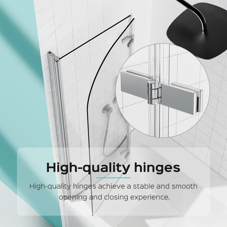 34" W x 58" H Frameless Chrome Glass Shower Door