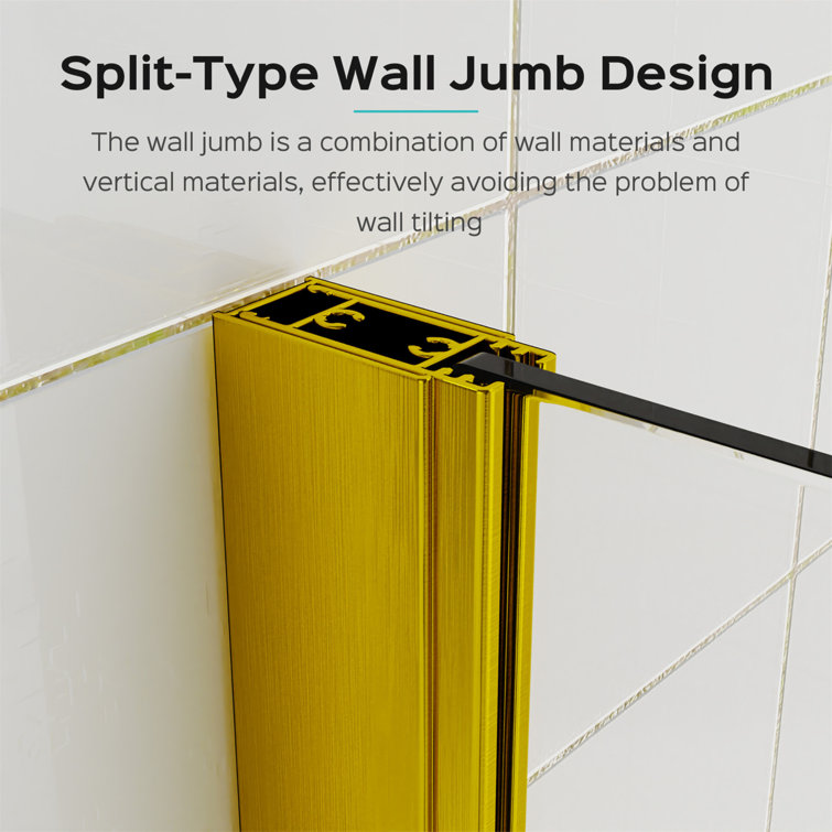 Brushed Gold Frameless Folding Shower Door with Tempered Glass