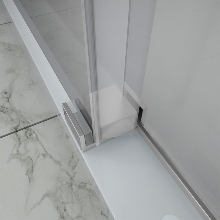 48"W x 76"H Chrome Sliding Shower Door with Tempered Glass
