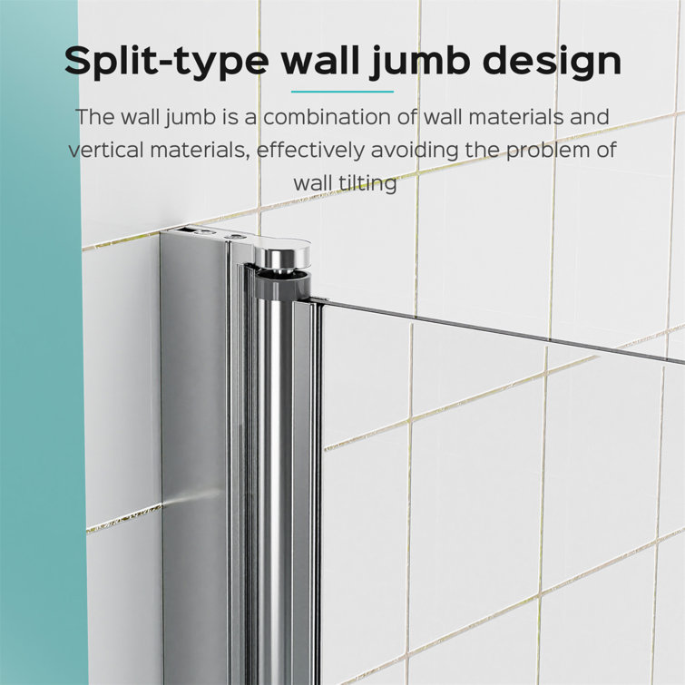 34" W x 58" H Frameless Chrome Glass Shower Door