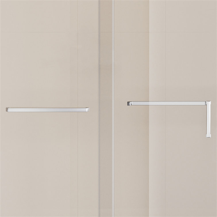 60" x 76" Frameless Matte Black Sliding Shower Door with Clear Tempered Glass