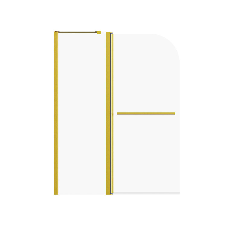 Brushed Gold Frameless Folding Shower Door with Tempered Glass