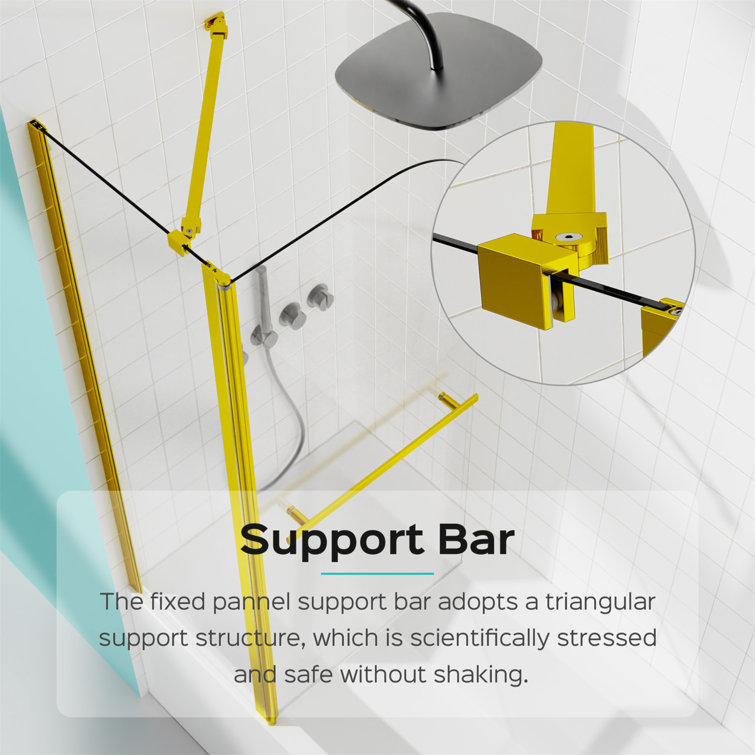 Brushed Gold Frameless Folding Shower Door with Tempered Glass