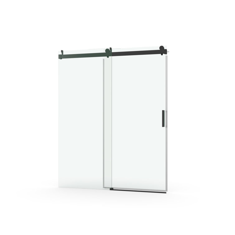 Matte Black Frameless Sliding Shower Door with Tempered Glass