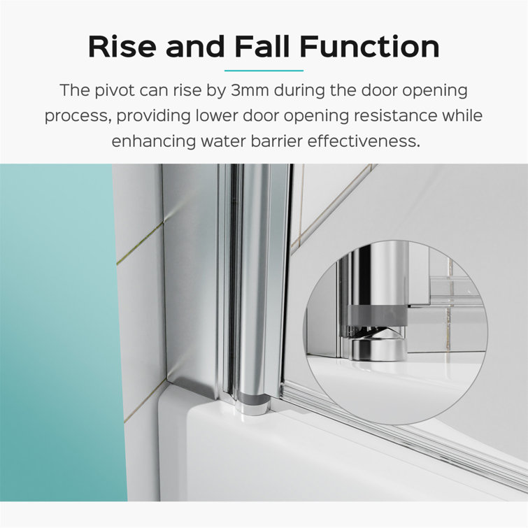 34" W x 58" H Frameless Chrome Glass Shower Door