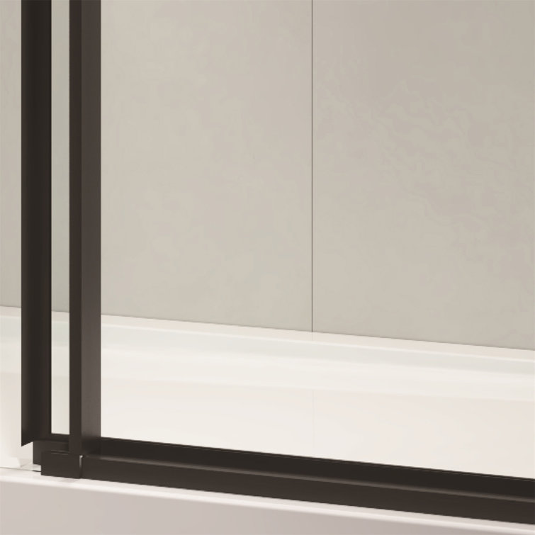 60-Inch Matte Black Frameless Sliding Shower Door with Clear Glass