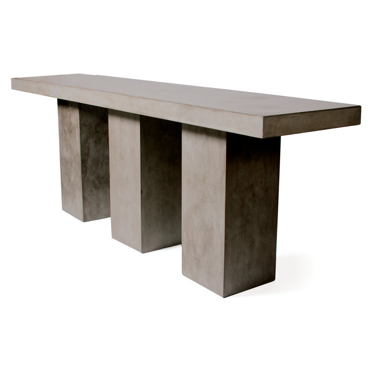 Slate Gray Concrete 119''W Rectangular Bar Table with Black Glides