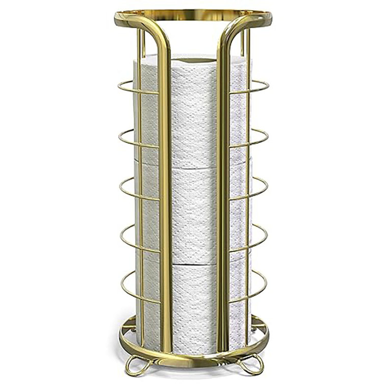 Gold Freestanding Modern Toilet Paper Holder with Open Top