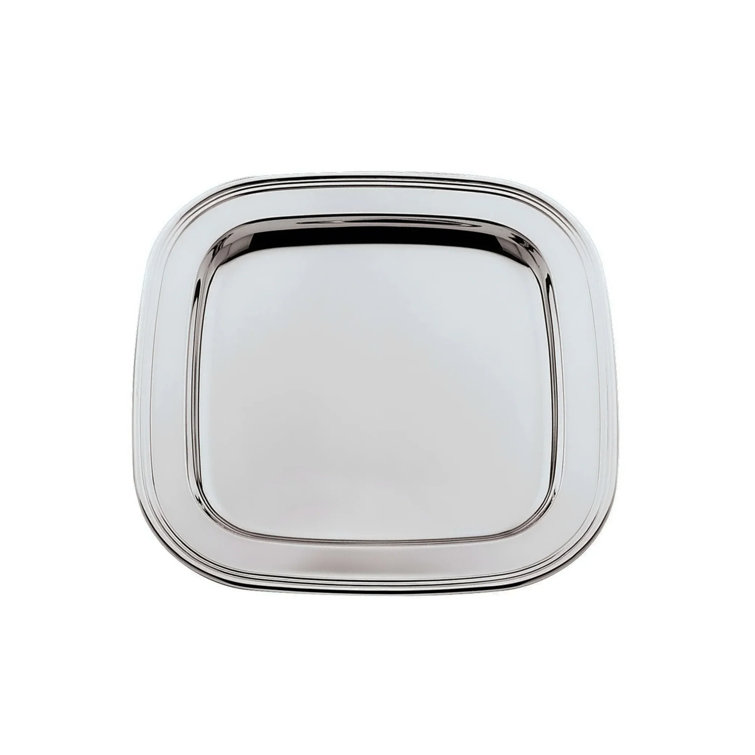 Nickel-Plated Non-Tarnish Square Metal Serving Tray, 11.5 Inch
