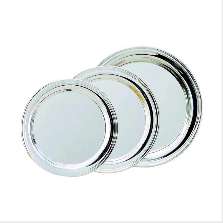 Non-Tarnish Nickel-Plated 8.5 Inch Round Metal Tray