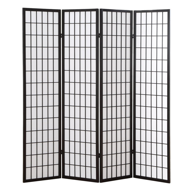 Black Pine Wood 6-Panel Shoji Folding Room Divider