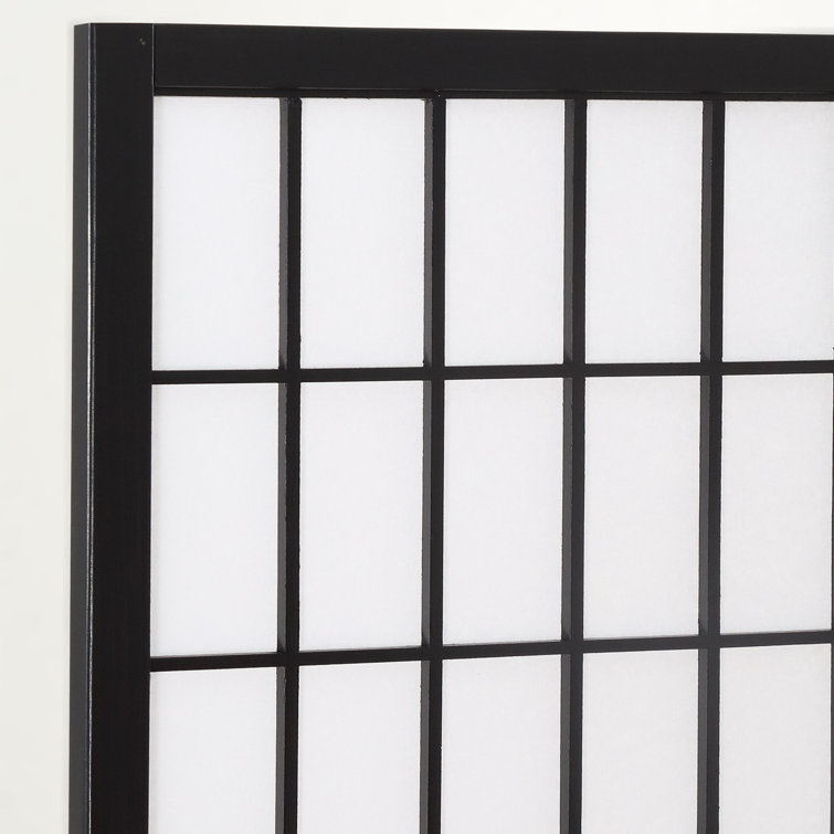 Black Pine Wood 6-Panel Shoji Folding Room Divider