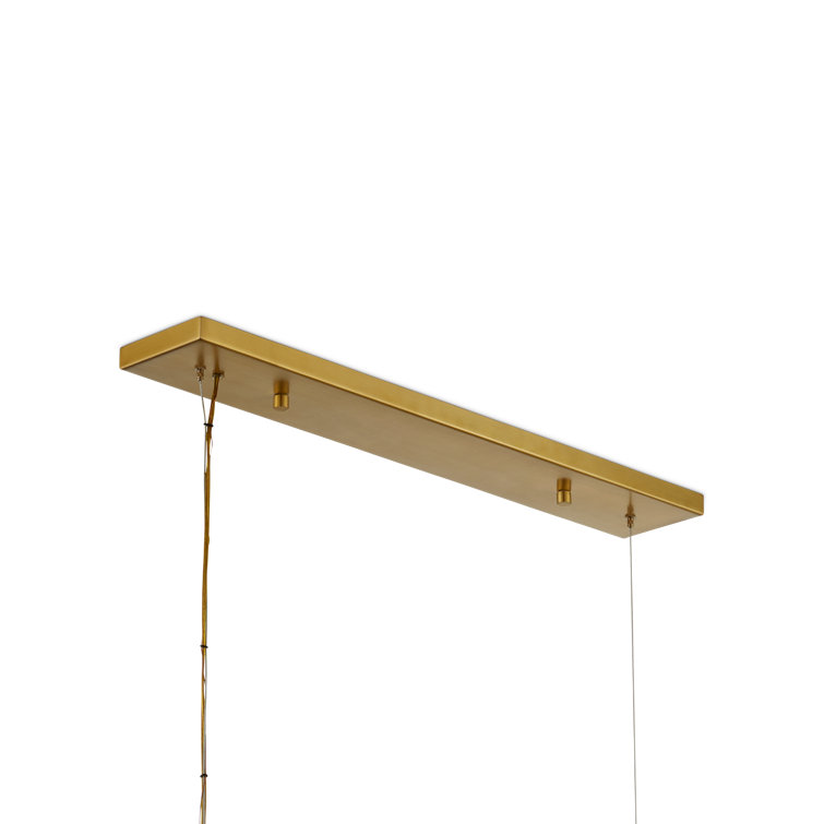 Brushed Brass Sputnik Linear Chandelier with White Globes