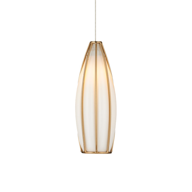Antique Brass and White Glass 7-Light Island Pendant