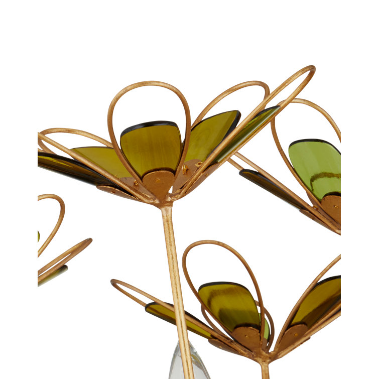 Midsummer Gold Leaf and Green Glass 9-Light Chandelier