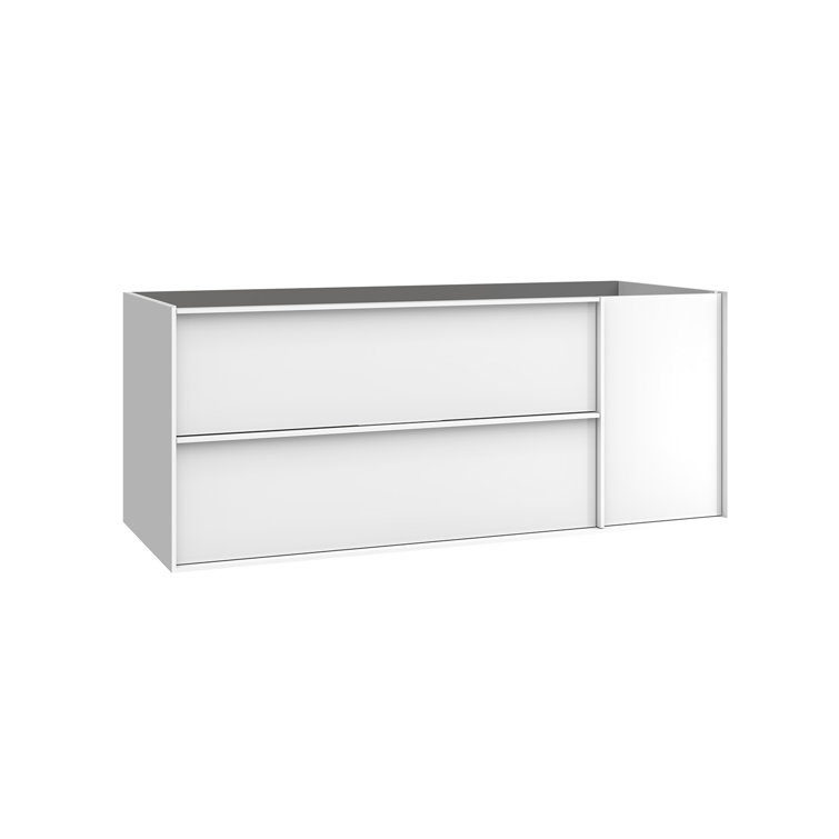 Matte White MDF Floating Single Vanity Base with Drawers