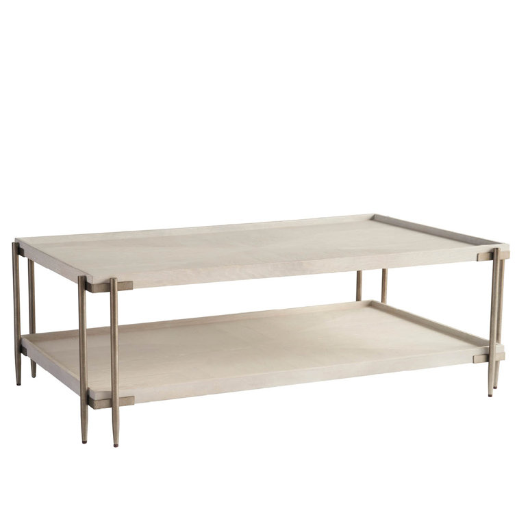 White Oak Rectangular Cocktail Table with Dark Metal Base