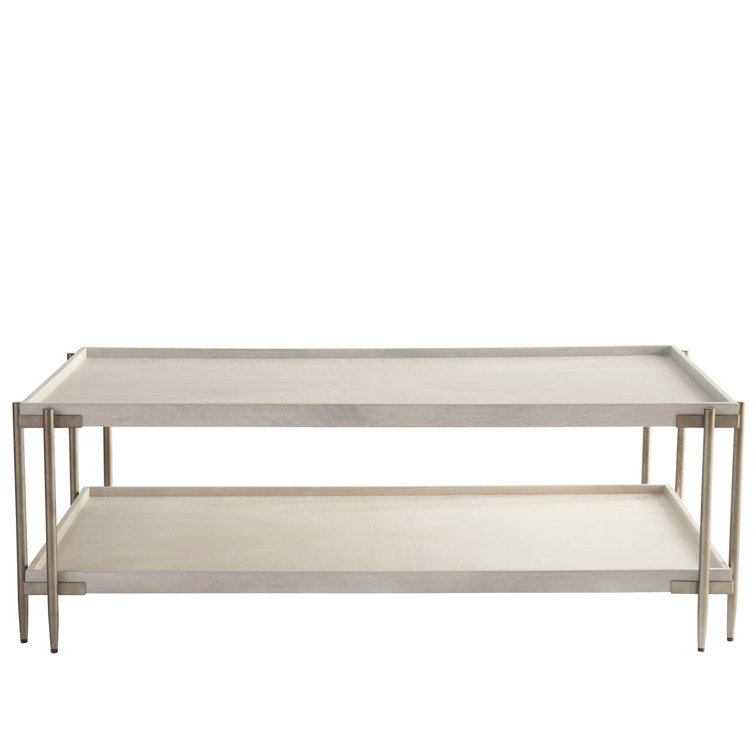White Oak Rectangular Cocktail Table with Dark Metal Base