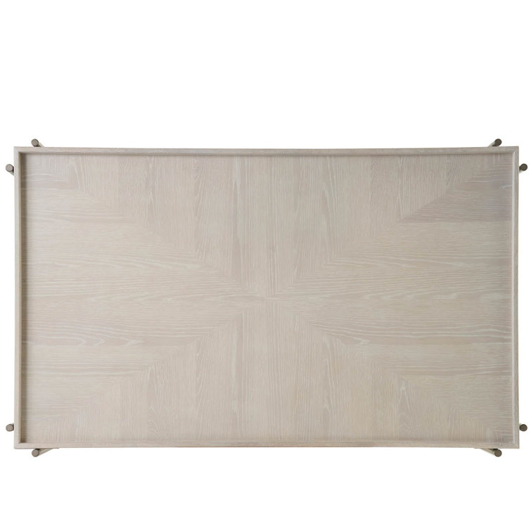 White Oak Rectangular Cocktail Table with Dark Metal Base