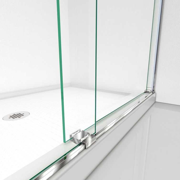 Chrome Semi-Frameless Smoke Gray Sliding Shower Door