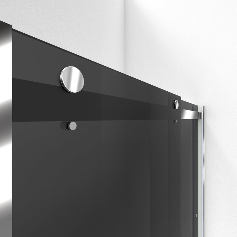 Chrome Semi-Frameless Smoke Gray Sliding Shower Door