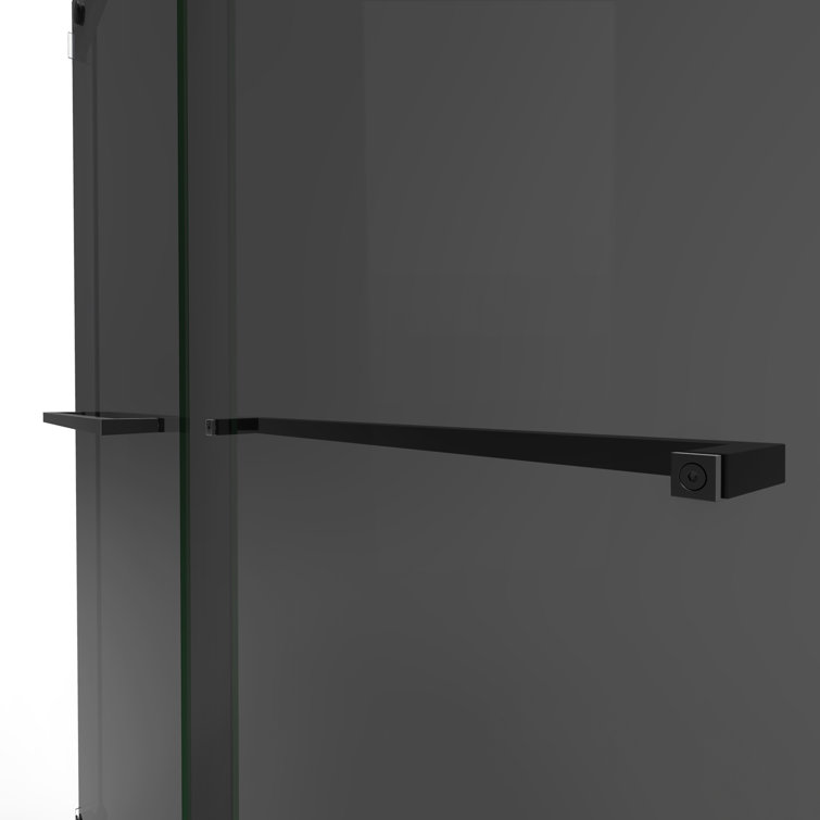 Matte Black Frameless Smoke Gray Glass Sliding Shower Door