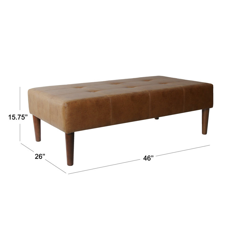 Modern Tufted Light Brown Faux Leather Cocktail Ottoman - 48in
