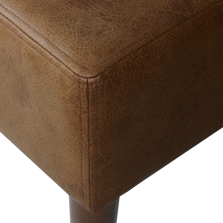 Modern Tufted Light Brown Faux Leather Cocktail Ottoman - 48in