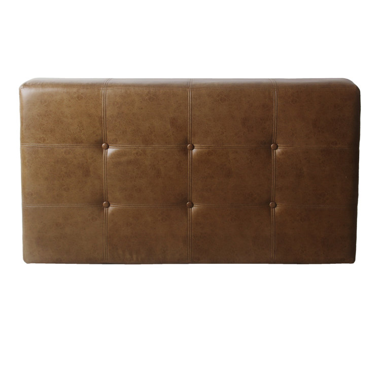Modern Tufted Light Brown Faux Leather Cocktail Ottoman - 48in