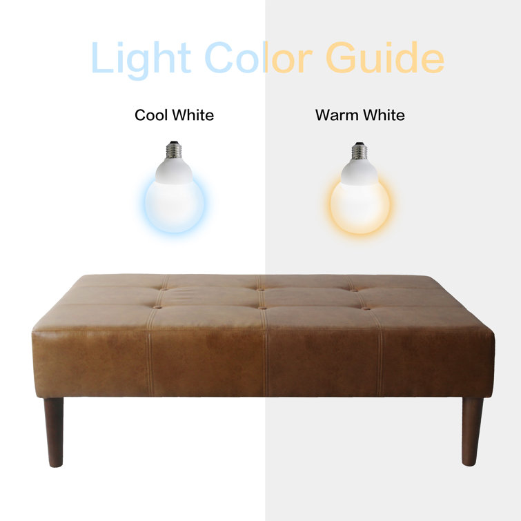 Modern Tufted Light Brown Faux Leather Cocktail Ottoman - 48in