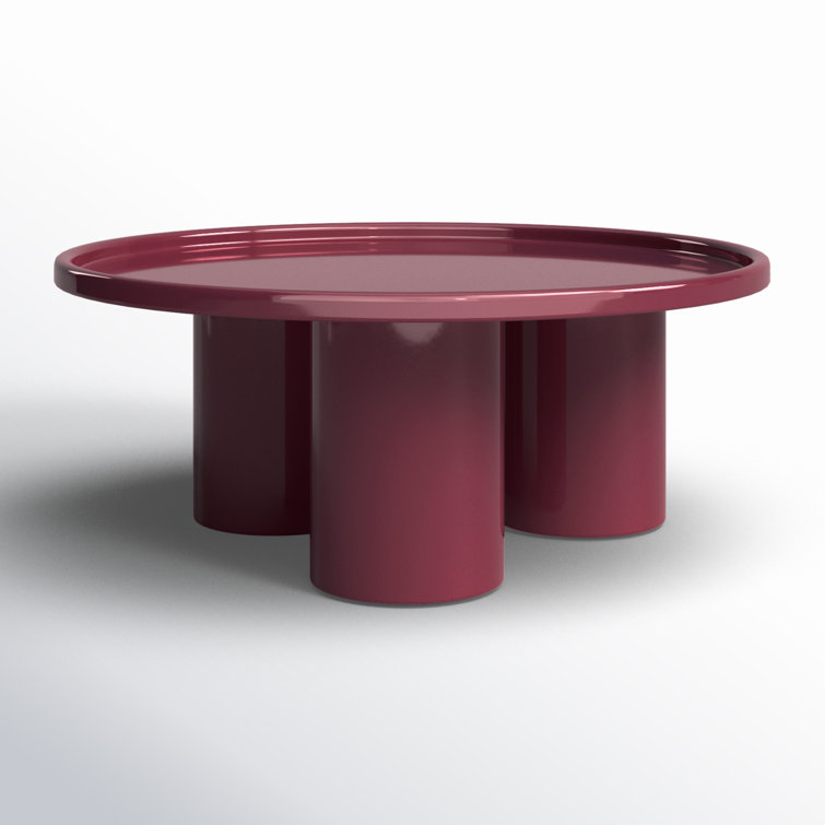 Plum Round Steel Coffee Table with Three Straight Legs