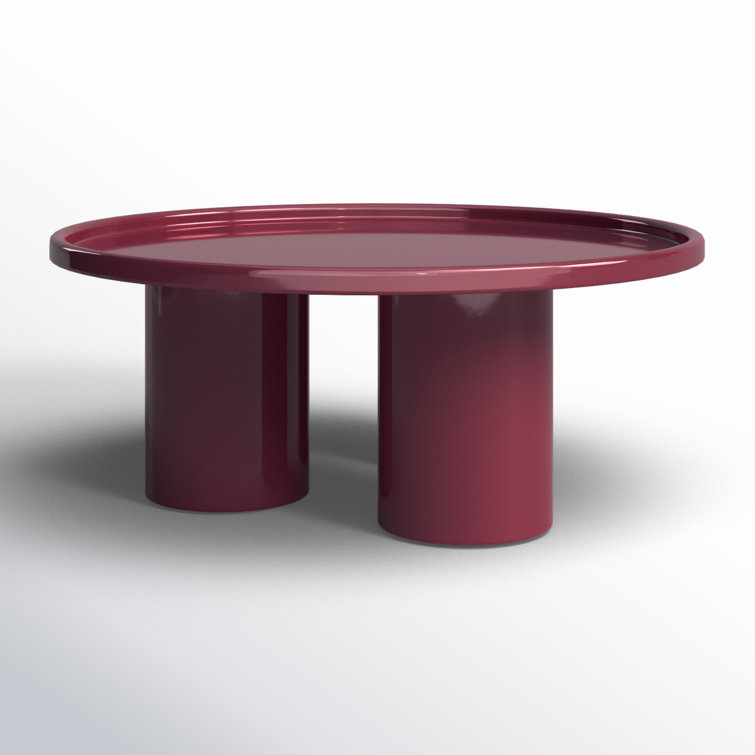 Plum Round Metal Coffee Table with Sleek Steel Frame