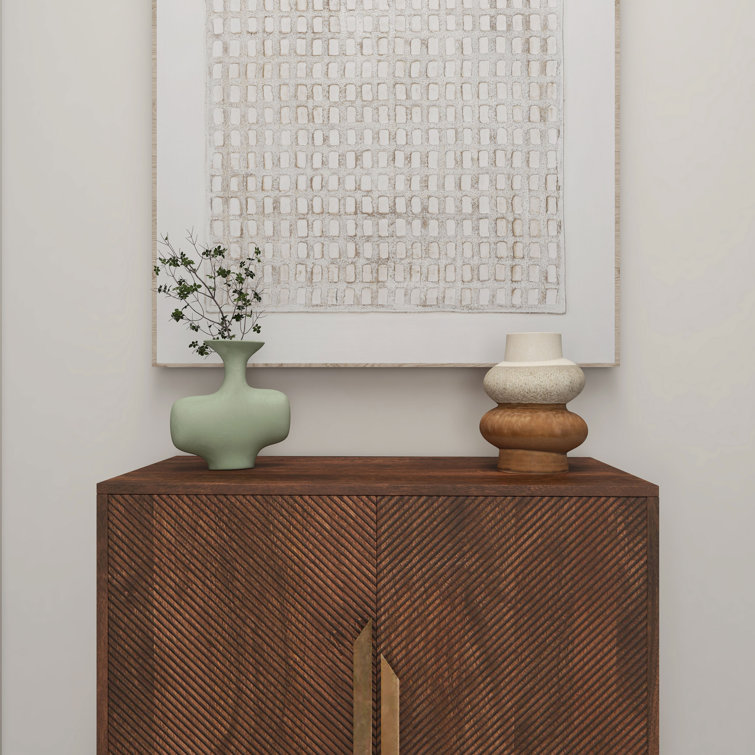 Small Beige and Brown Ceramic Decorative Table Vase