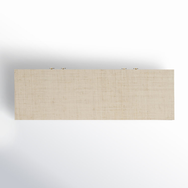 Bar Harbor Hand-Woven Natural Raffia 70" Sideboard with Brass Pulls