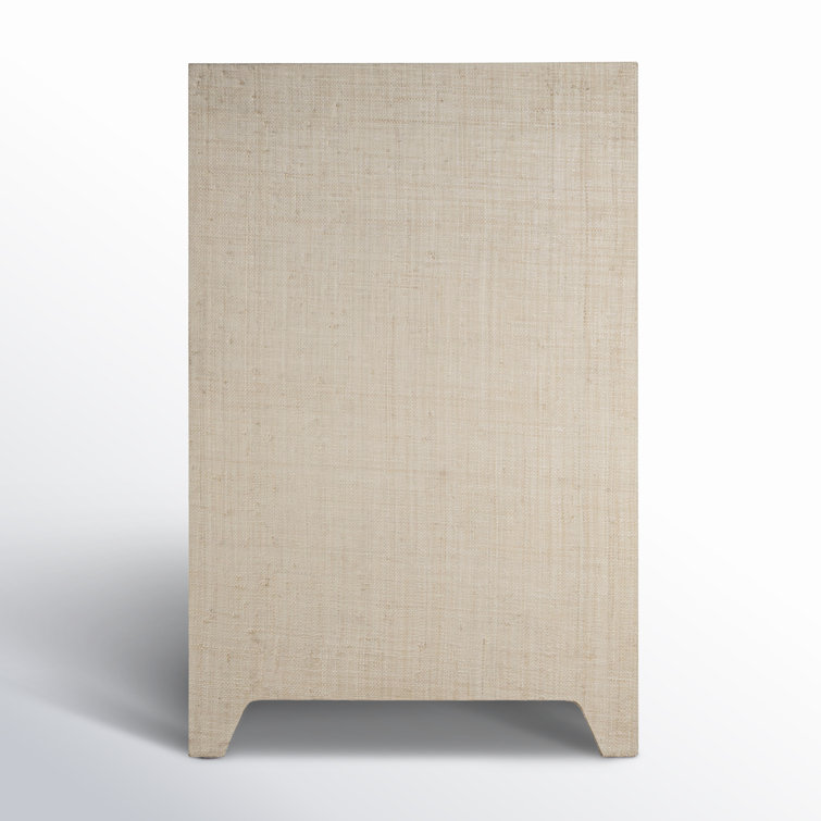 Bar Harbor Hand-Woven Natural Raffia 70" Sideboard with Brass Pulls