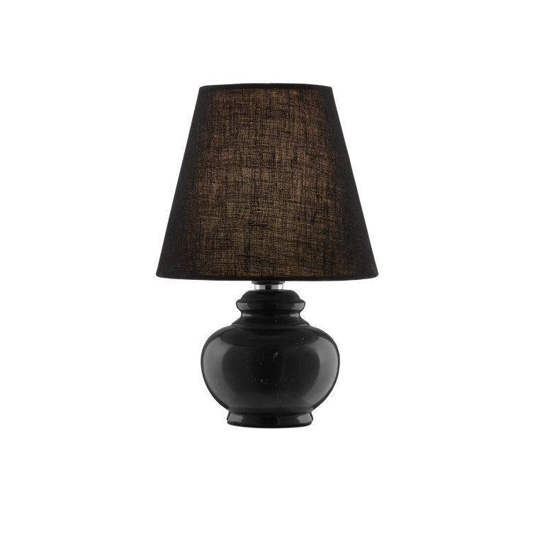 Benicio Black Marquina Marble Mini Table Lamp with Linen Shade