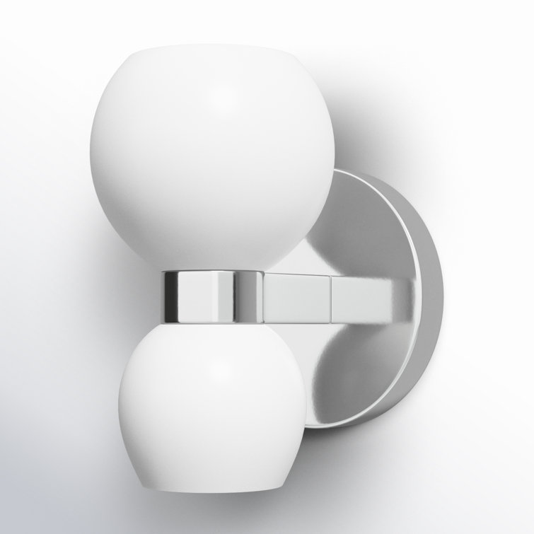 Polished Nickel Dual Globe Wall Sconce with Milk Glass Shades