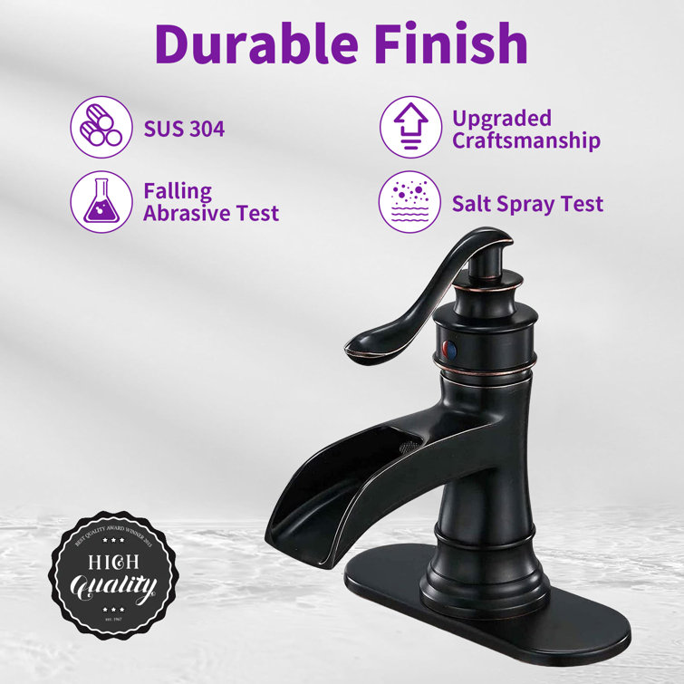Oil Rubbed Bronze Single Handle Waterfall Bathroom Faucet with Drain Kit