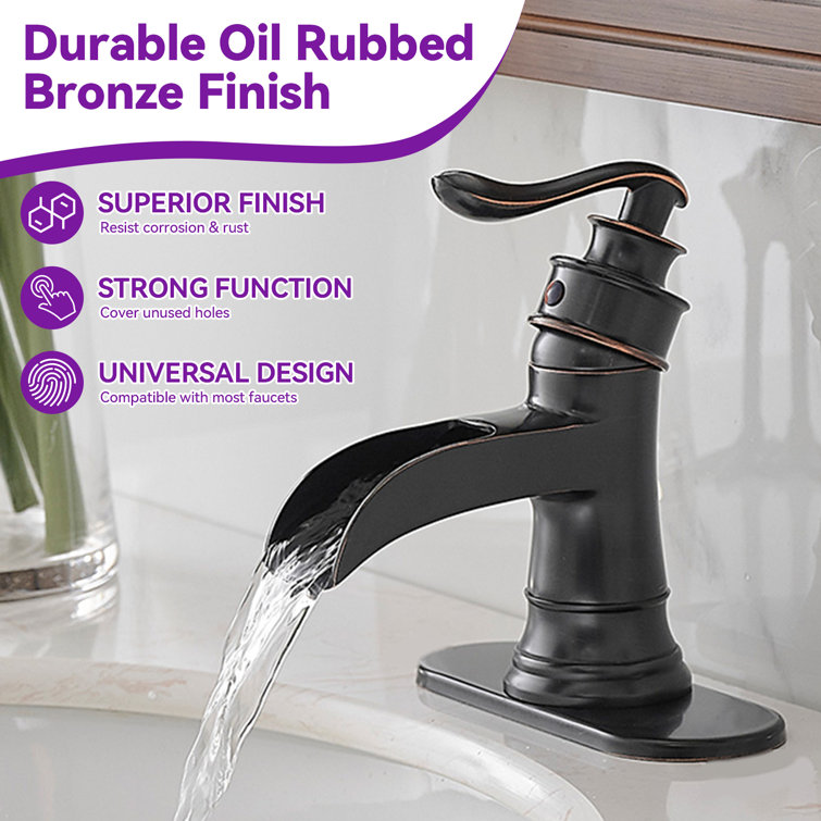 Oil Rubbed Bronze Single Handle Waterfall Bathroom Faucet with Drain Kit