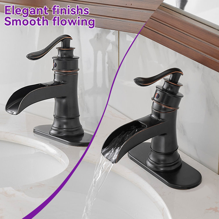 Oil Rubbed Bronze Single Handle Waterfall Bathroom Faucet with Drain Kit