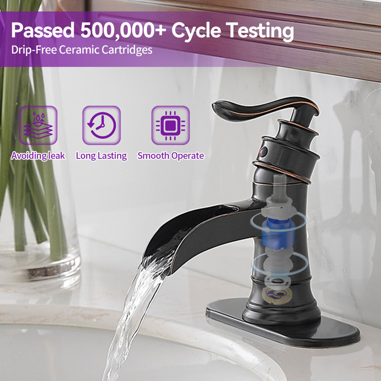 Oil Rubbed Bronze Single Handle Waterfall Bathroom Faucet with Drain Kit