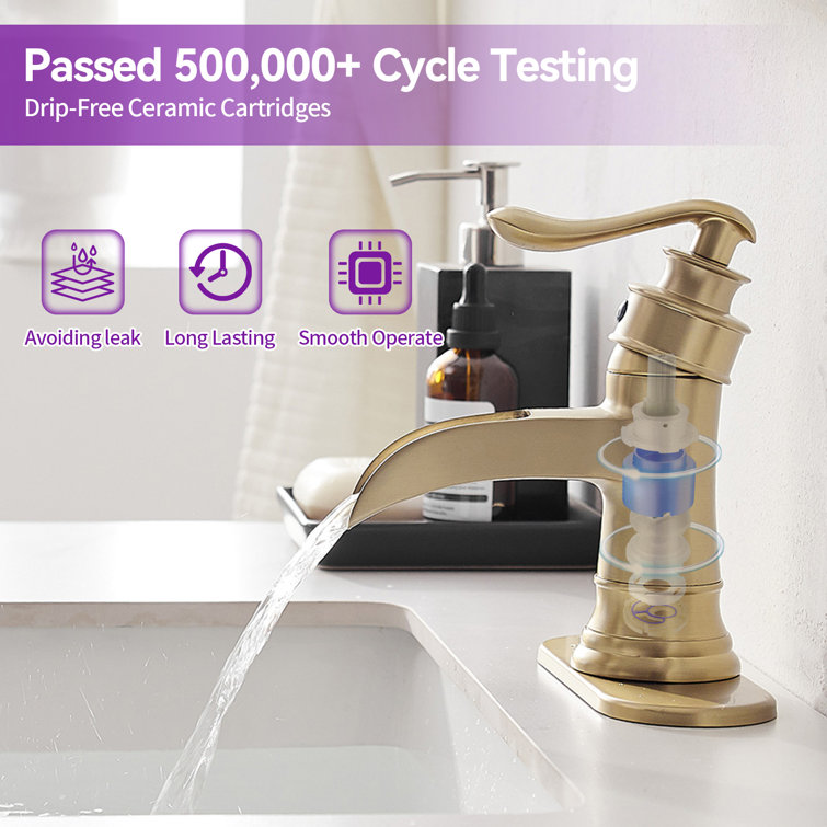 Elegance Brushed Gold Single-Handle Low-Arc Bathroom Faucet