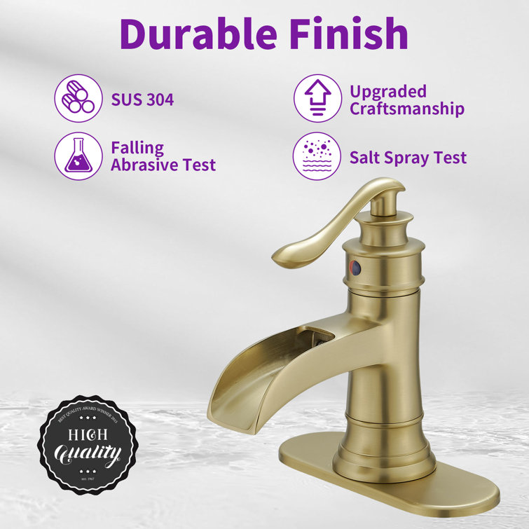 Elegance Brushed Gold Single-Handle Low-Arc Bathroom Faucet