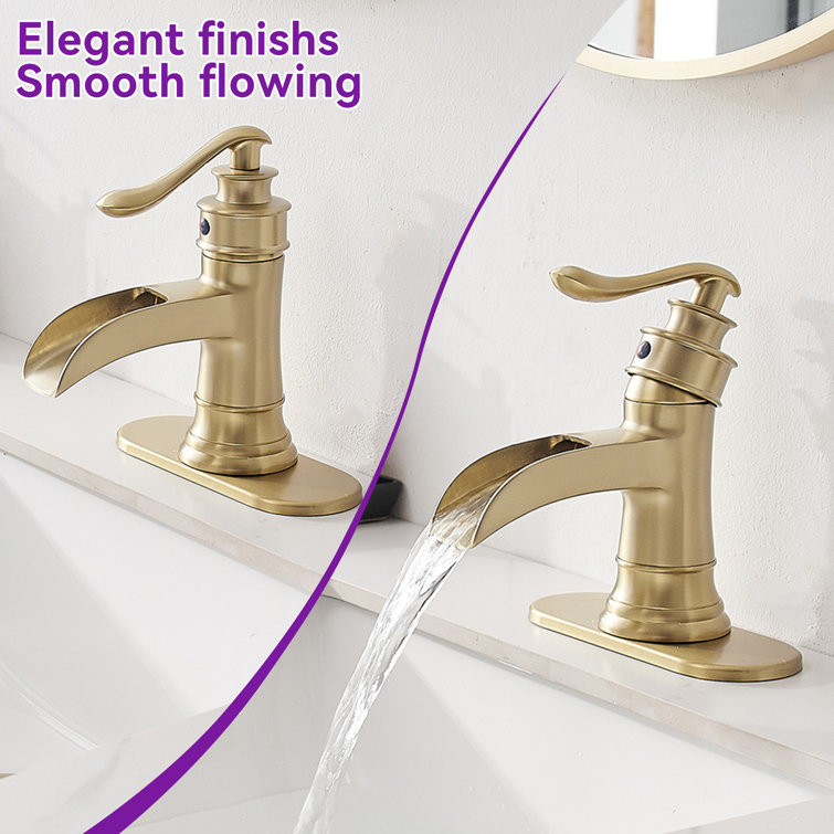 Elegance Brushed Gold Single-Handle Low-Arc Bathroom Faucet