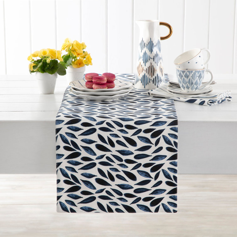 Lenox Blue and White Reversible Polyester Table Runner