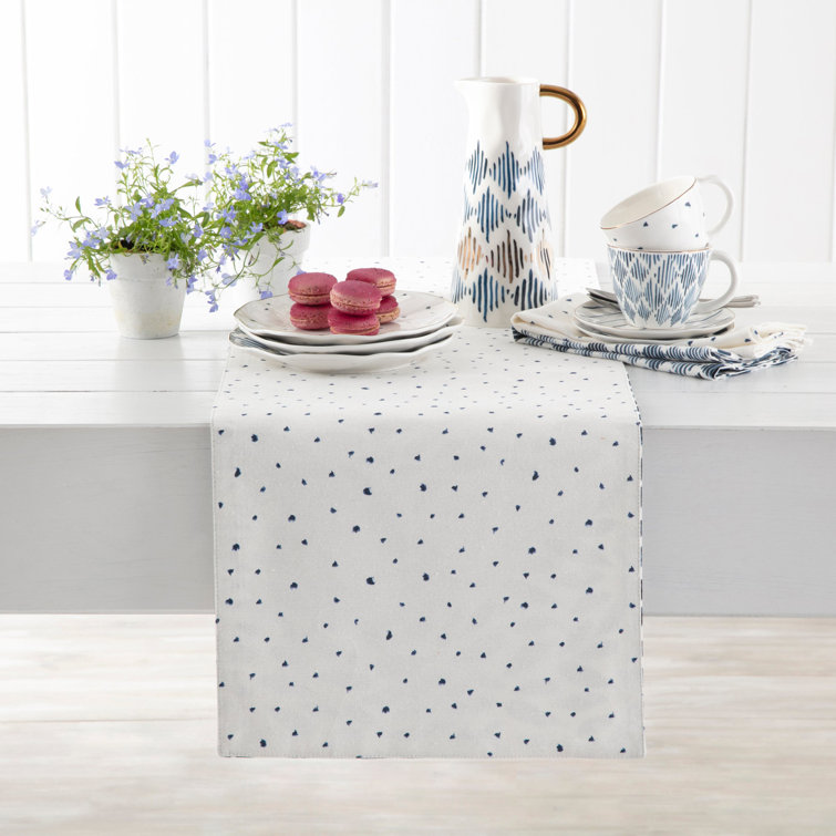 Lenox Blue and White Reversible Polyester Table Runner